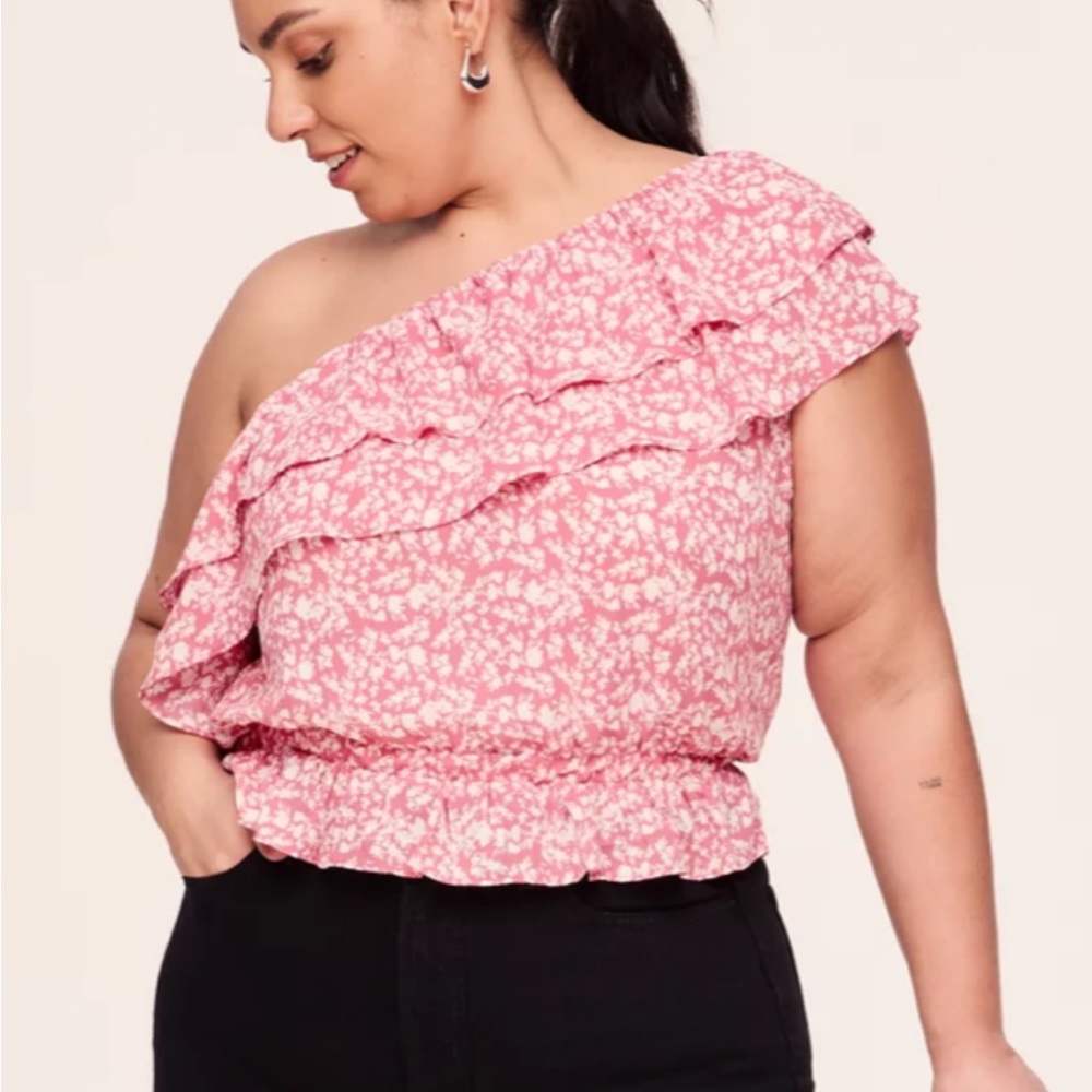 Adore Me Pink One-Shoulder Blouse